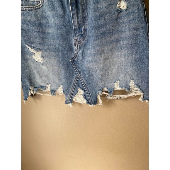 Vervet High Rise Distressed Denim Mini Skirt - Picture 6 of 9